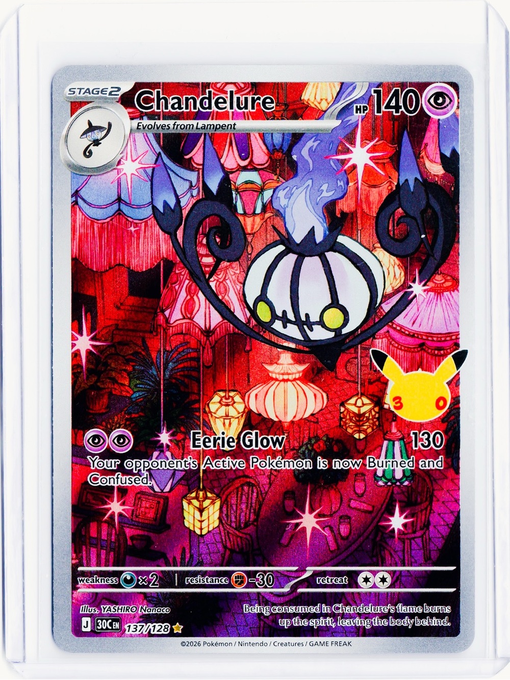 Chandelure 137/128 Illustration Rare 30th Celebration NM Pokemon Trading Card